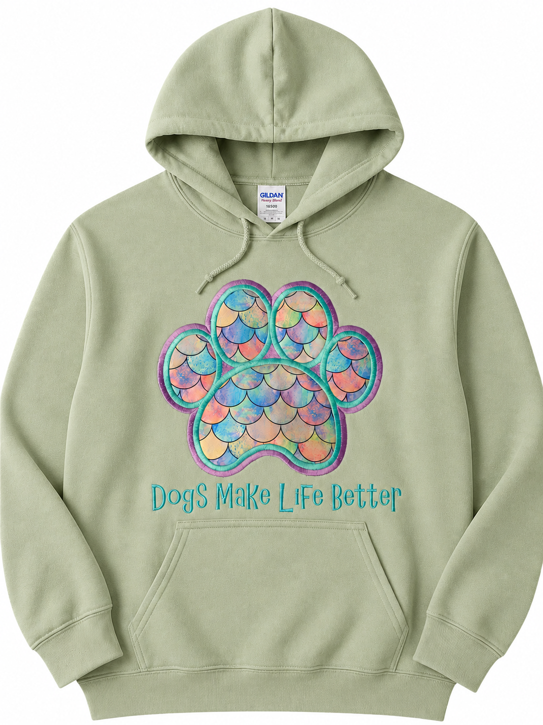 Mermaid Paw Embroidered Hoodie- Dogs Make Life Better