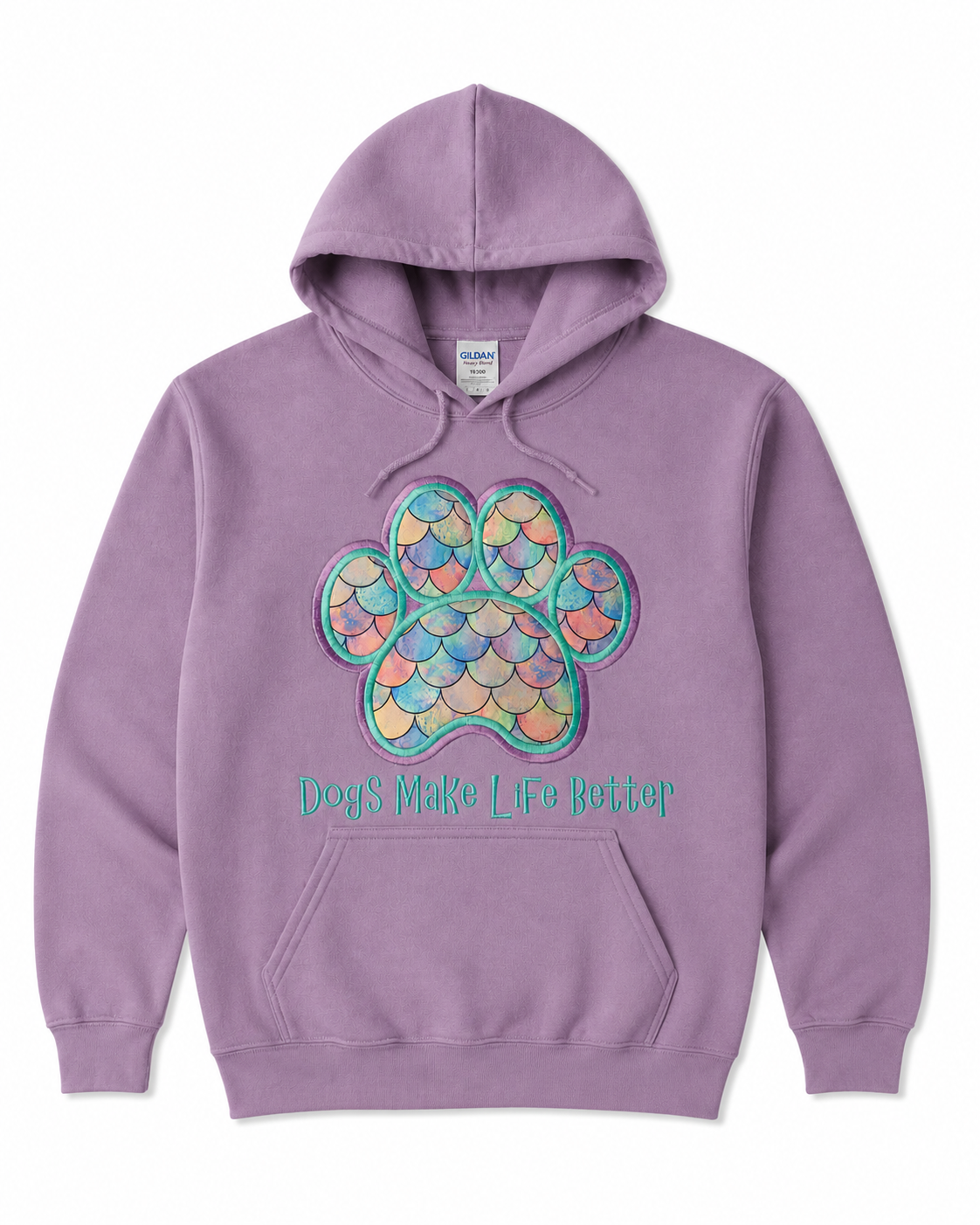 Mermaid Paw Embroidered Hoodie- Dogs Make Life Better