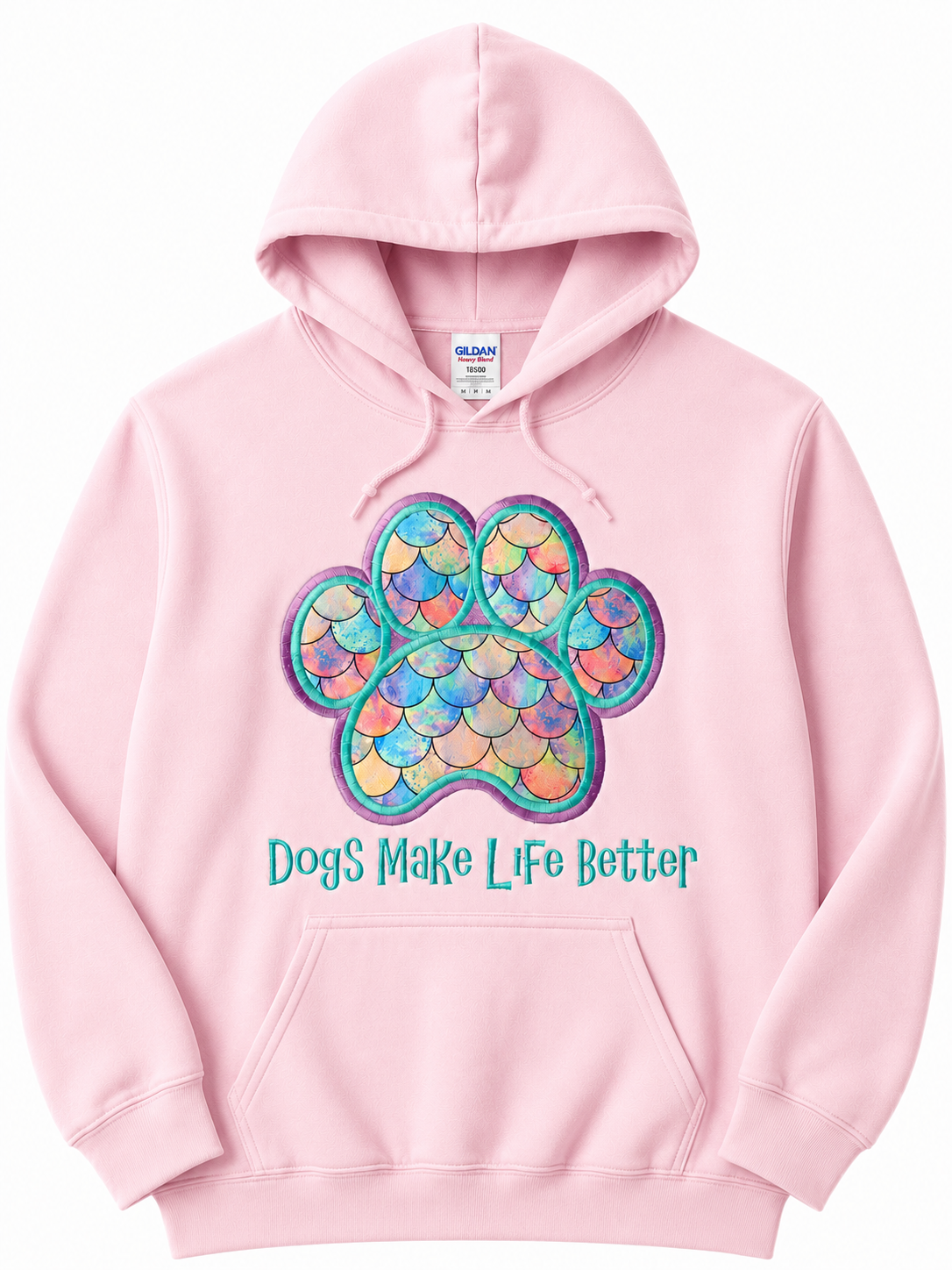 Mermaid Paw Embroidered Hoodie- Dogs Make Life Better