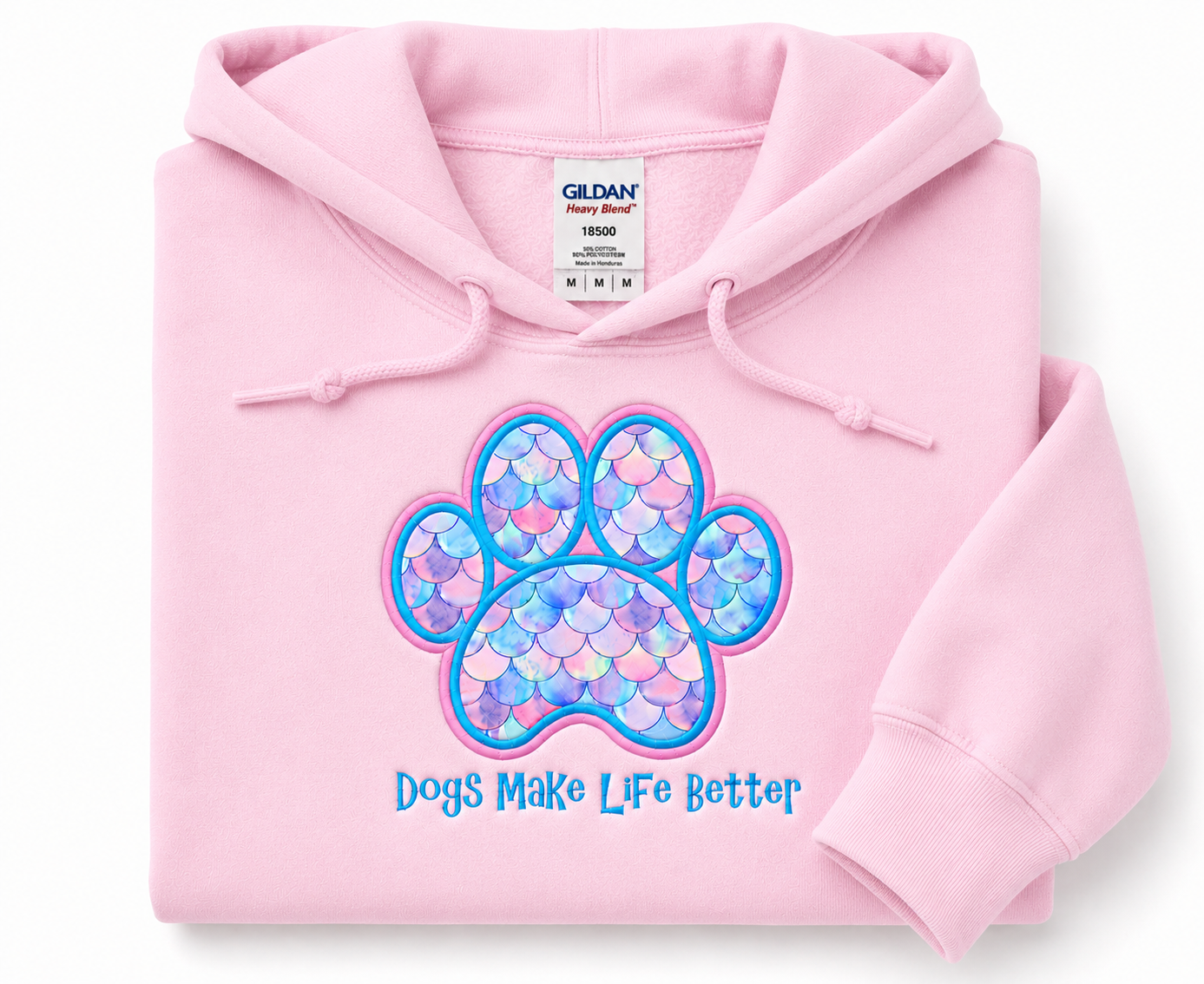 Mermaid Paw Embroidered Hoodie- Dogs Make Life Better