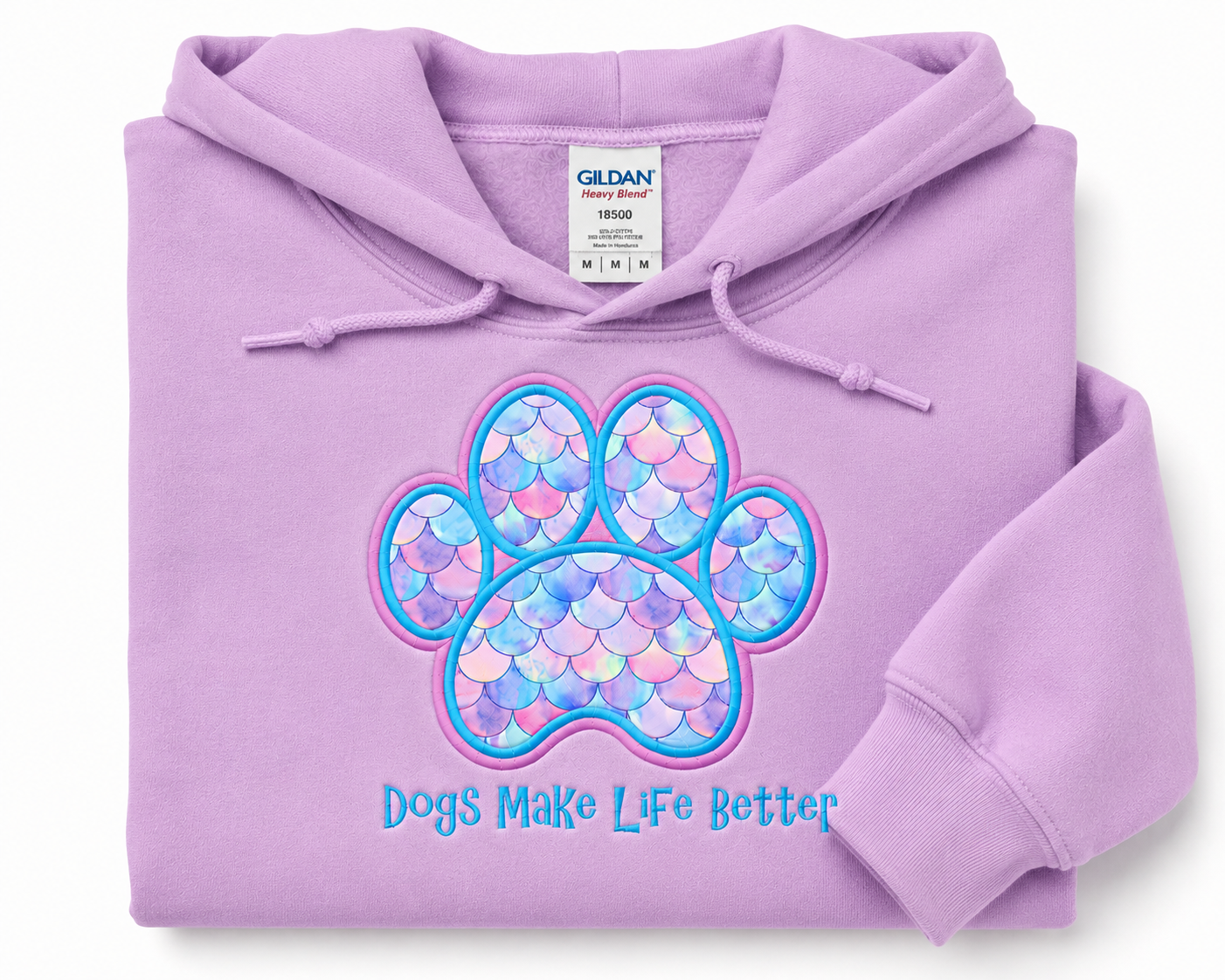 Mermaid Paw Embroidered Hoodie- Dogs Make Life Better