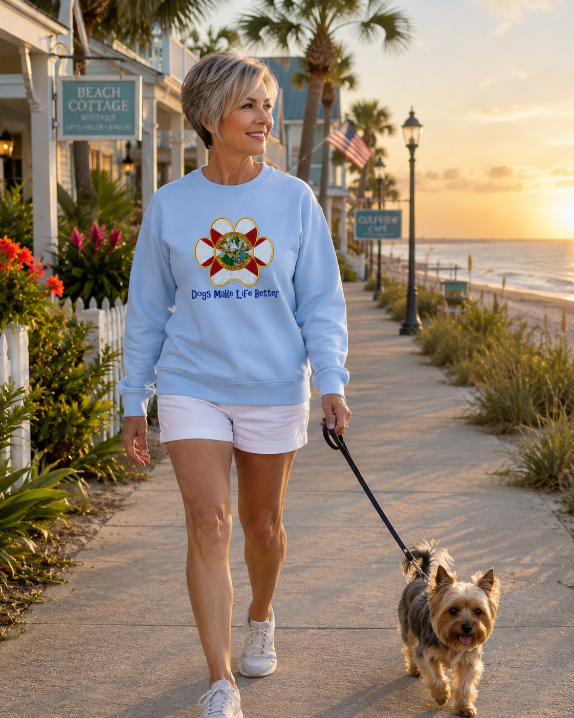 Florida State Flag Paw Embroidered Hoodie Dogs Make Life Better