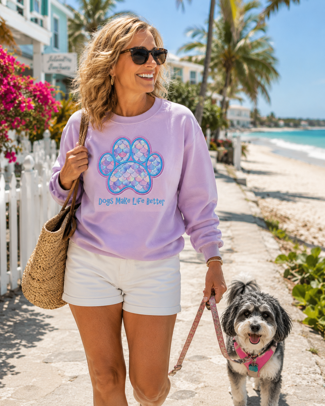 Mermaid Paw Dogs Make Life Better Crewneck Crazy Petpeople
