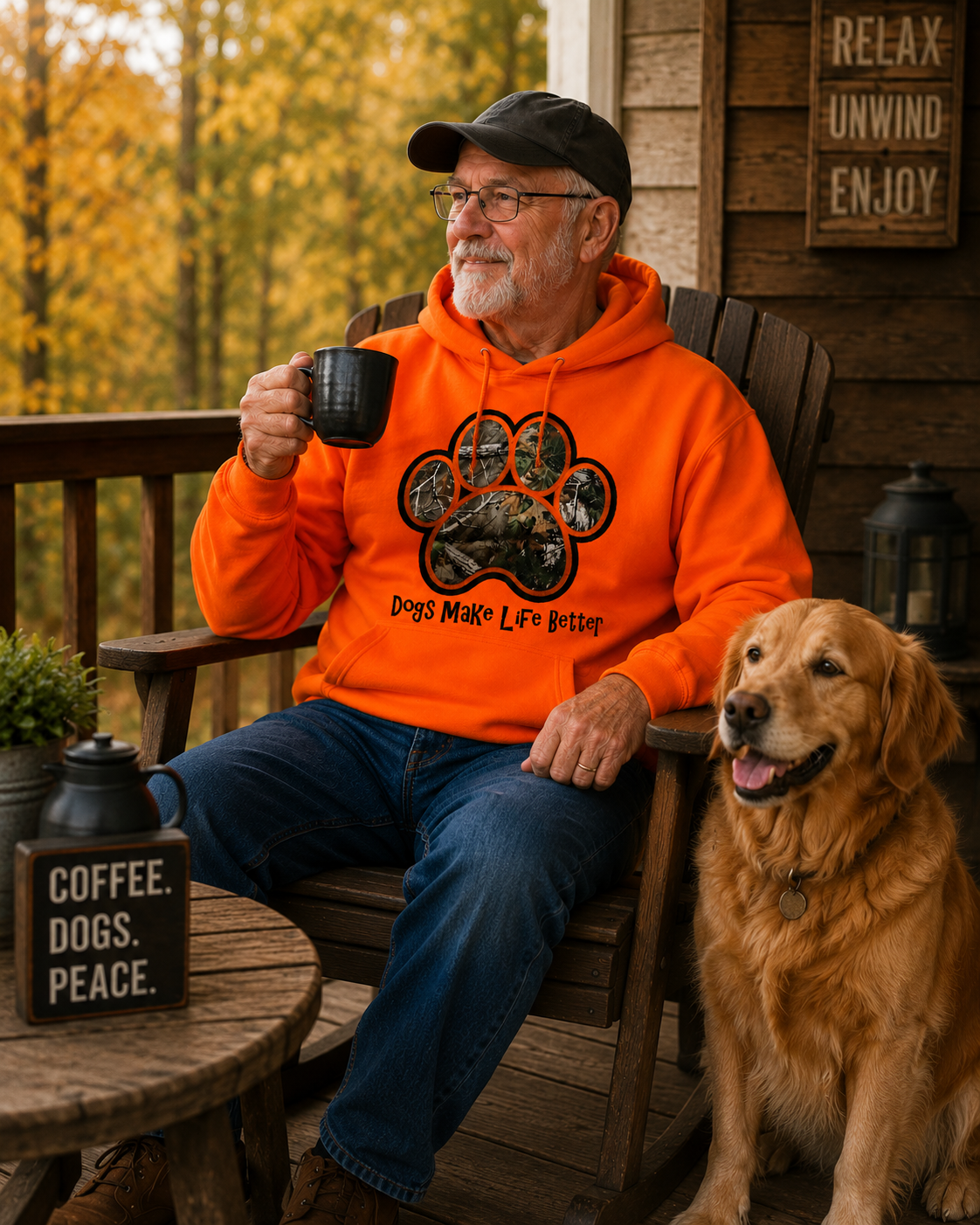 Camo Paw Embroidered Hoodie- Dogs Make Life Better