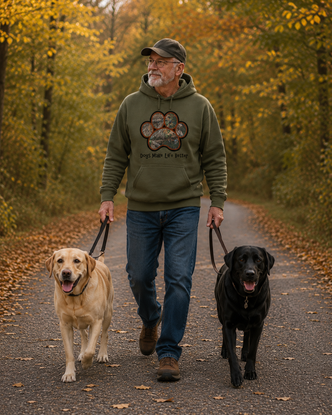 Camo Paw Embroidered Hoodie- Dogs Make Life Better