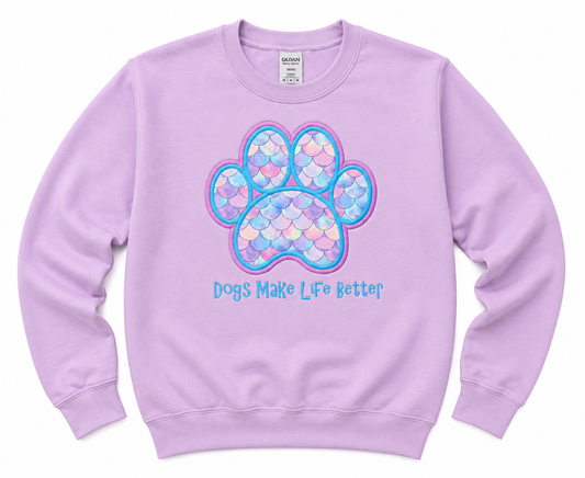Mermaid Paw Dogs Make Life Better Crewneck Crazy Petpeople