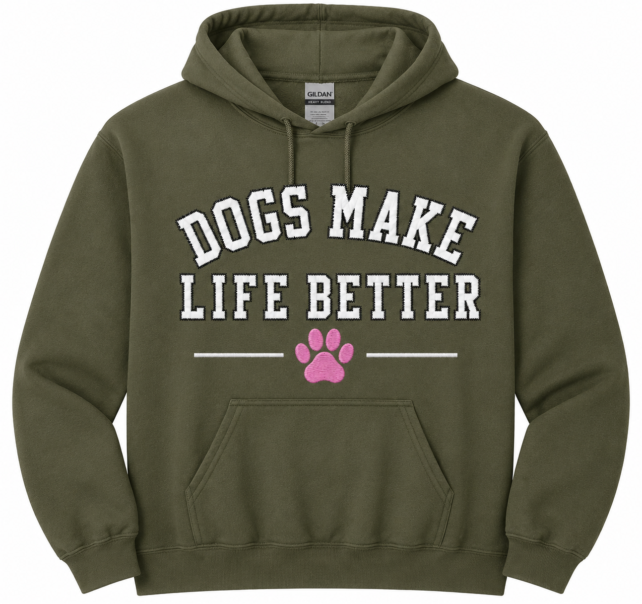 Dogs Make Life Better Applique Embroidered Hoodie , Dog Lover Sweatshirt ,Dog Mom Dog dad