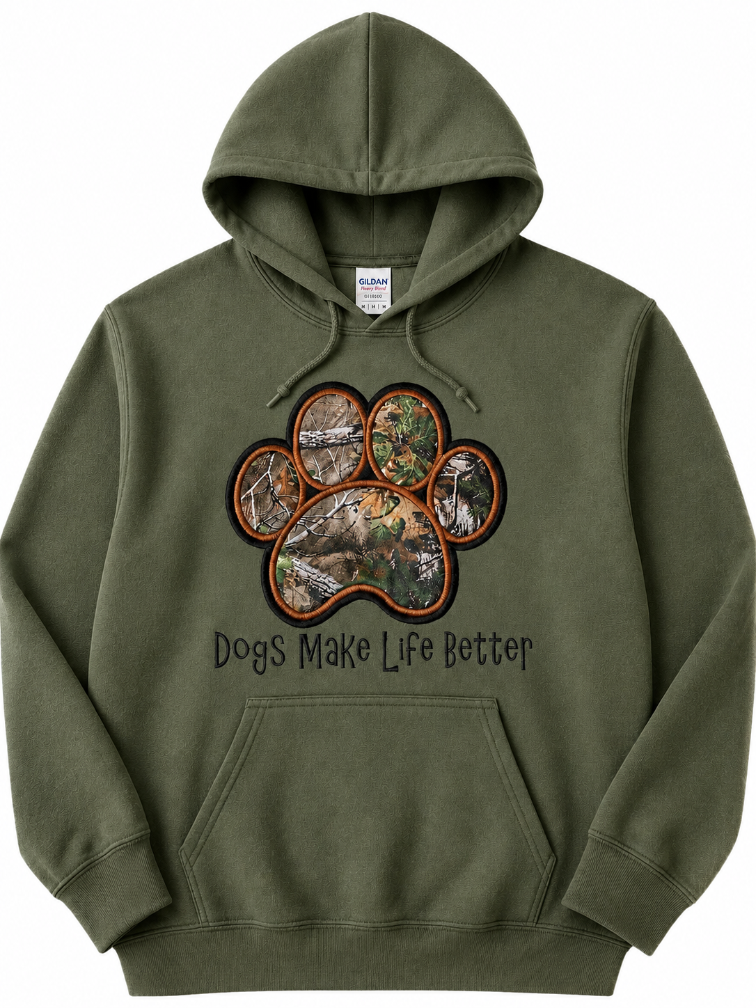 Camo Paw Embroidered Hoodie- Dogs Make Life Better