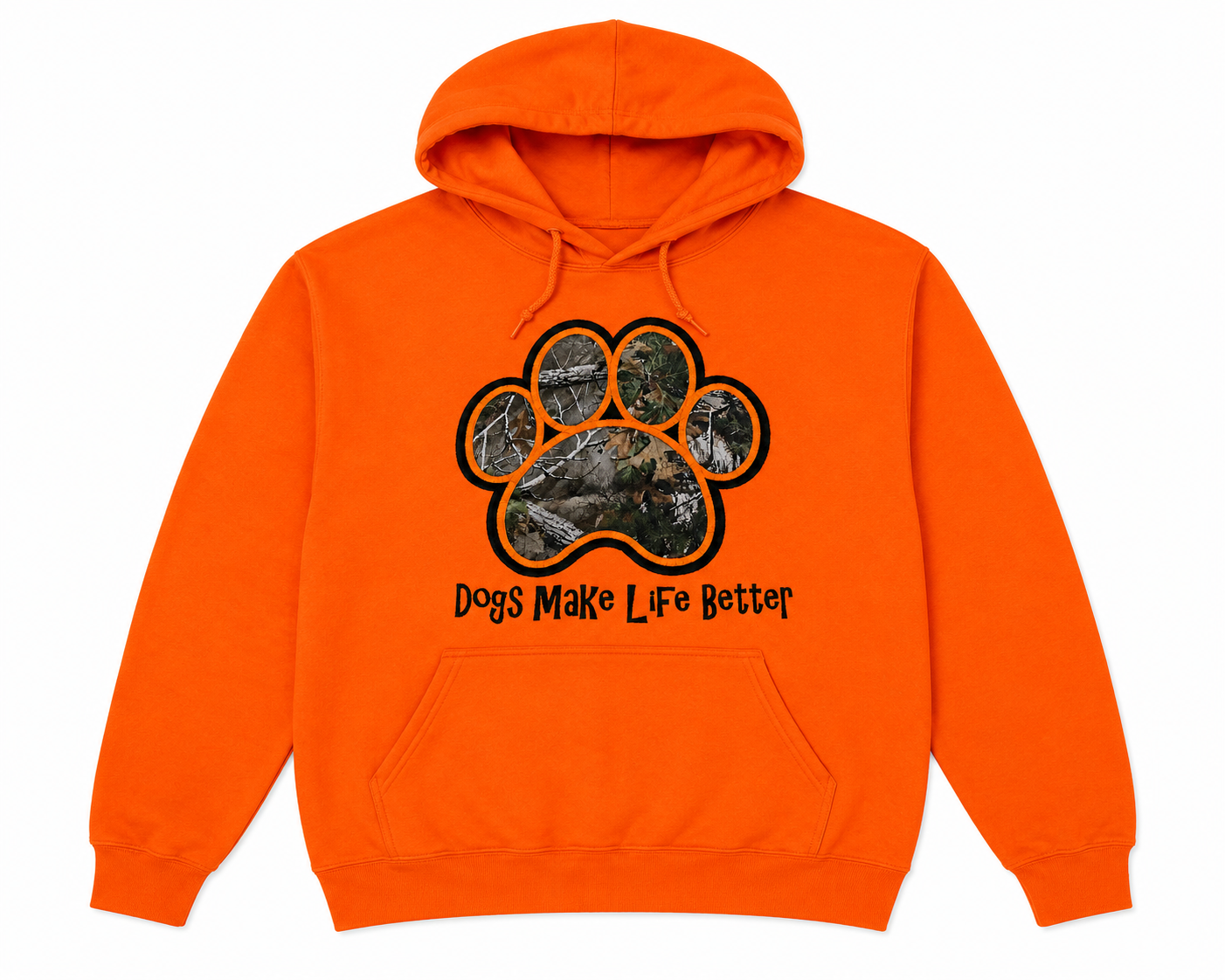 Camo Paw Embroidered Hoodie- Dogs Make Life Better