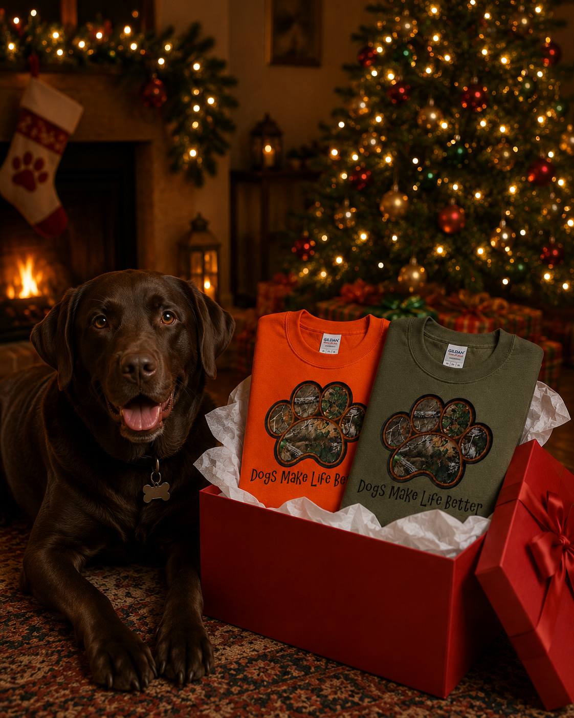 Camo Paw Embroidered Crewneck sweatshirt- Dogs Make Life Better