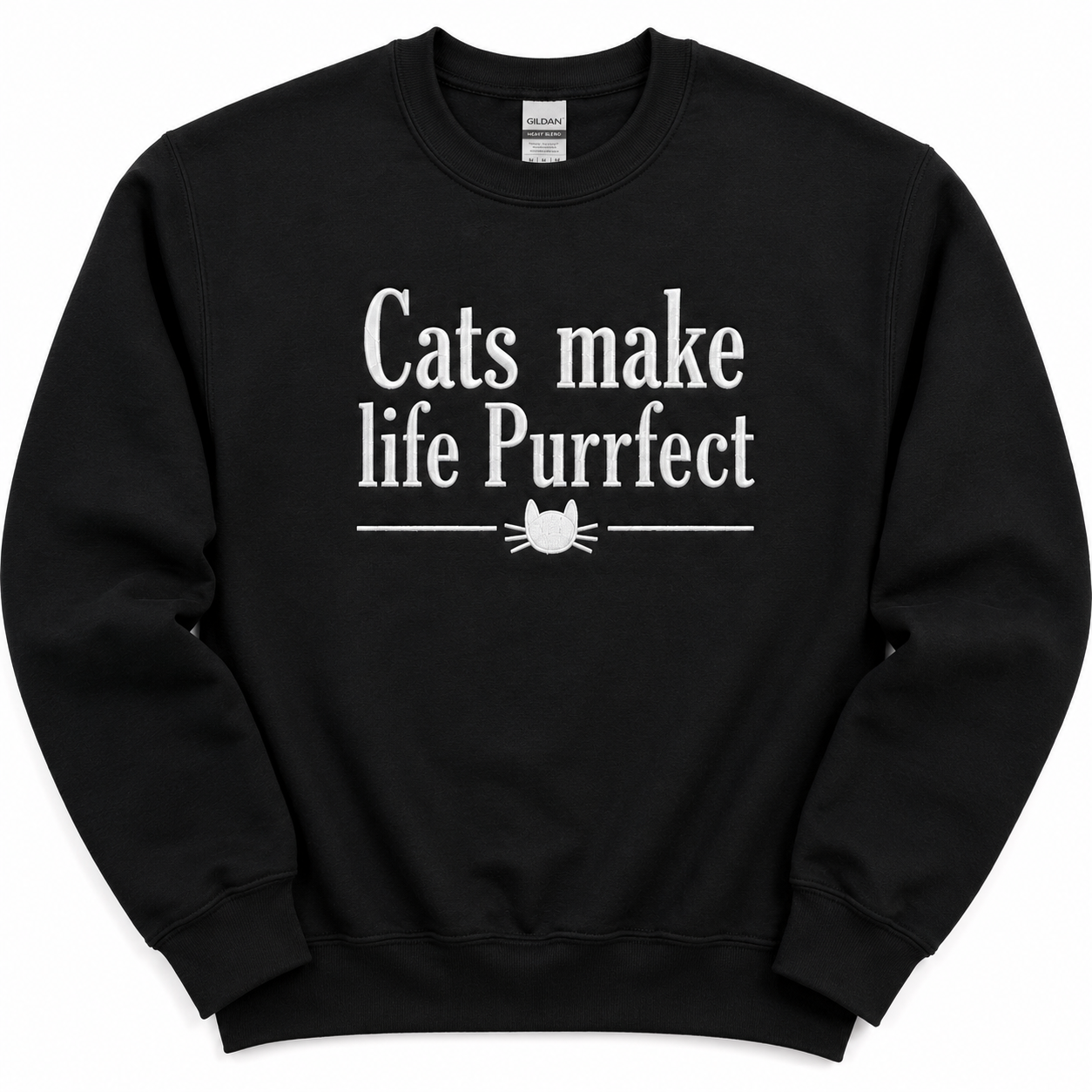 Cats Make Life Purrfect Embroidered crewneck Sweatshirt