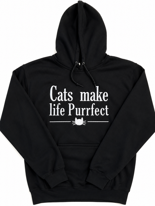Cats Make Life Purrfect Embroidered Hoodie