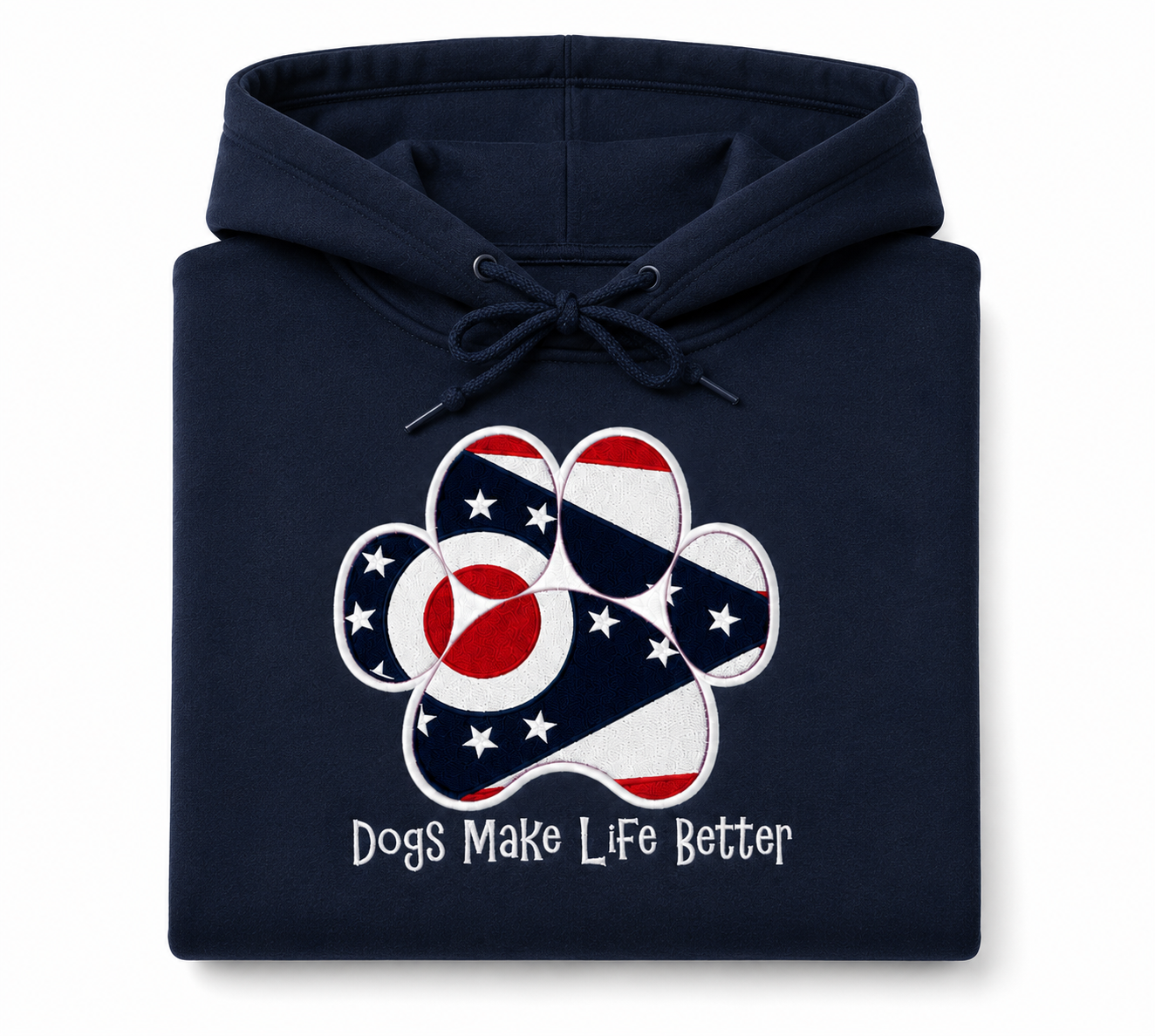 Ohio State Flag Paw Embroidered Hoodie Dogs Make Life Better