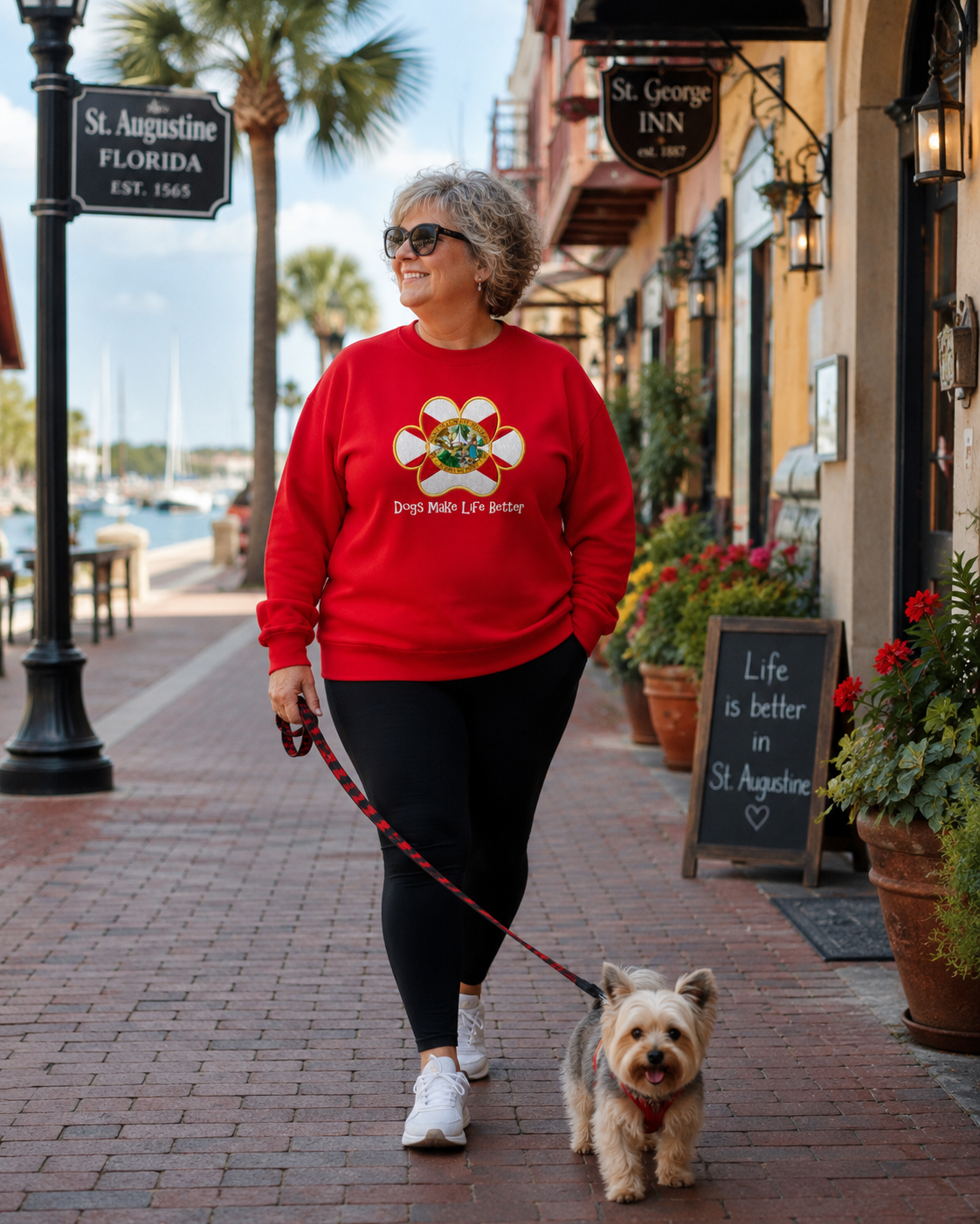 Florida State Paw Embroidered Crewneck Sweatshirt- Dogs Make Life Better