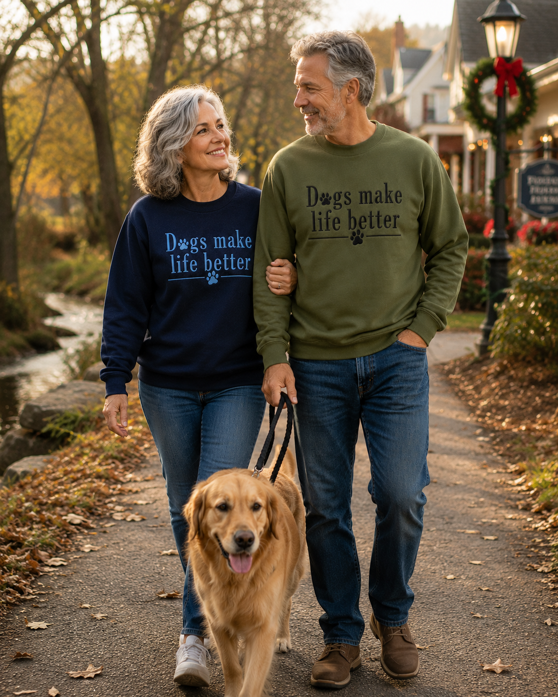 Dogs Make Life Better Embroidered Crewneck Sweatshirt