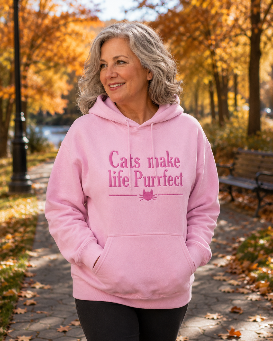 Cats Make Life Purrfect Embroidered Hoodie