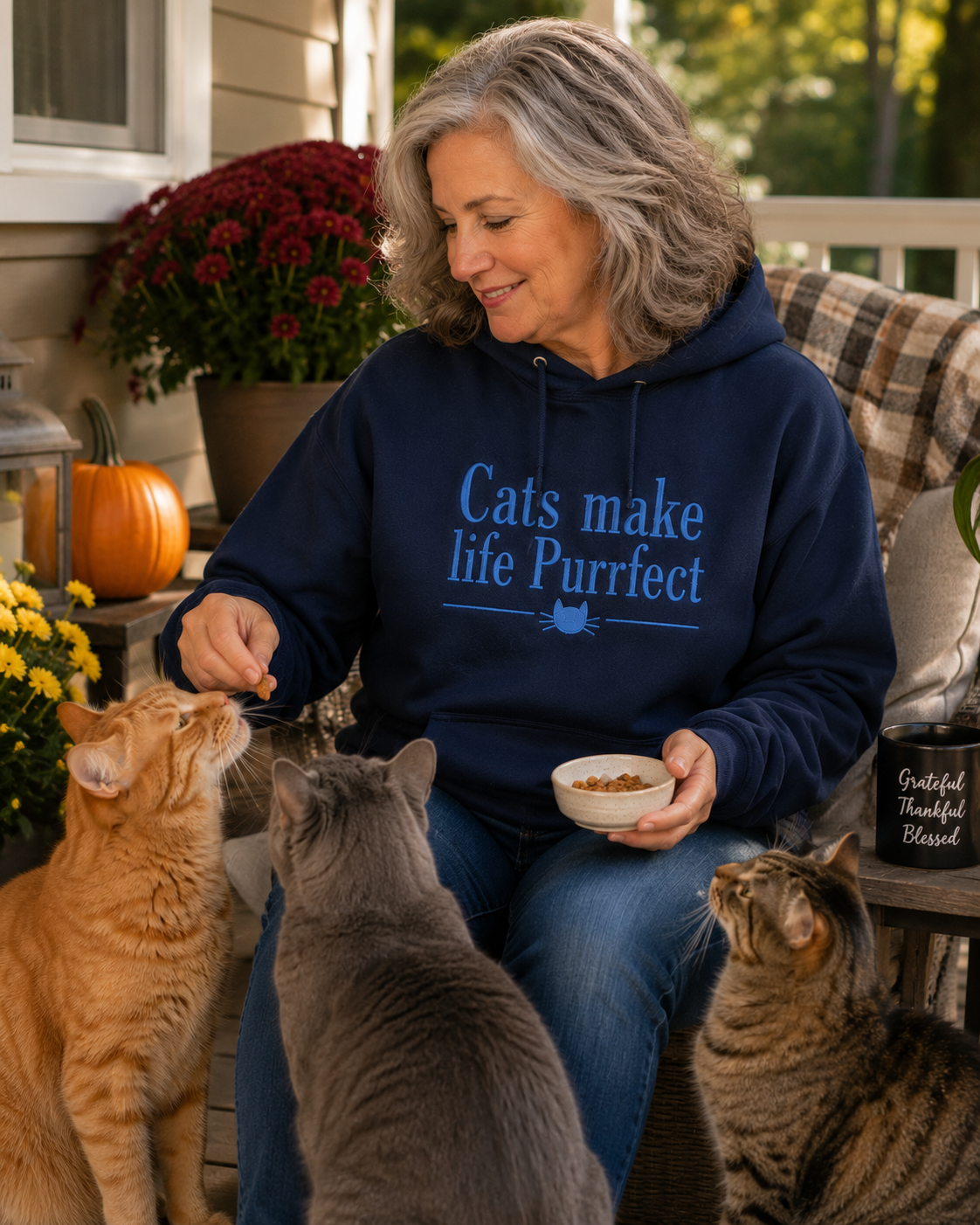 Cats Make Life Purrfect Embroidered Hoodie