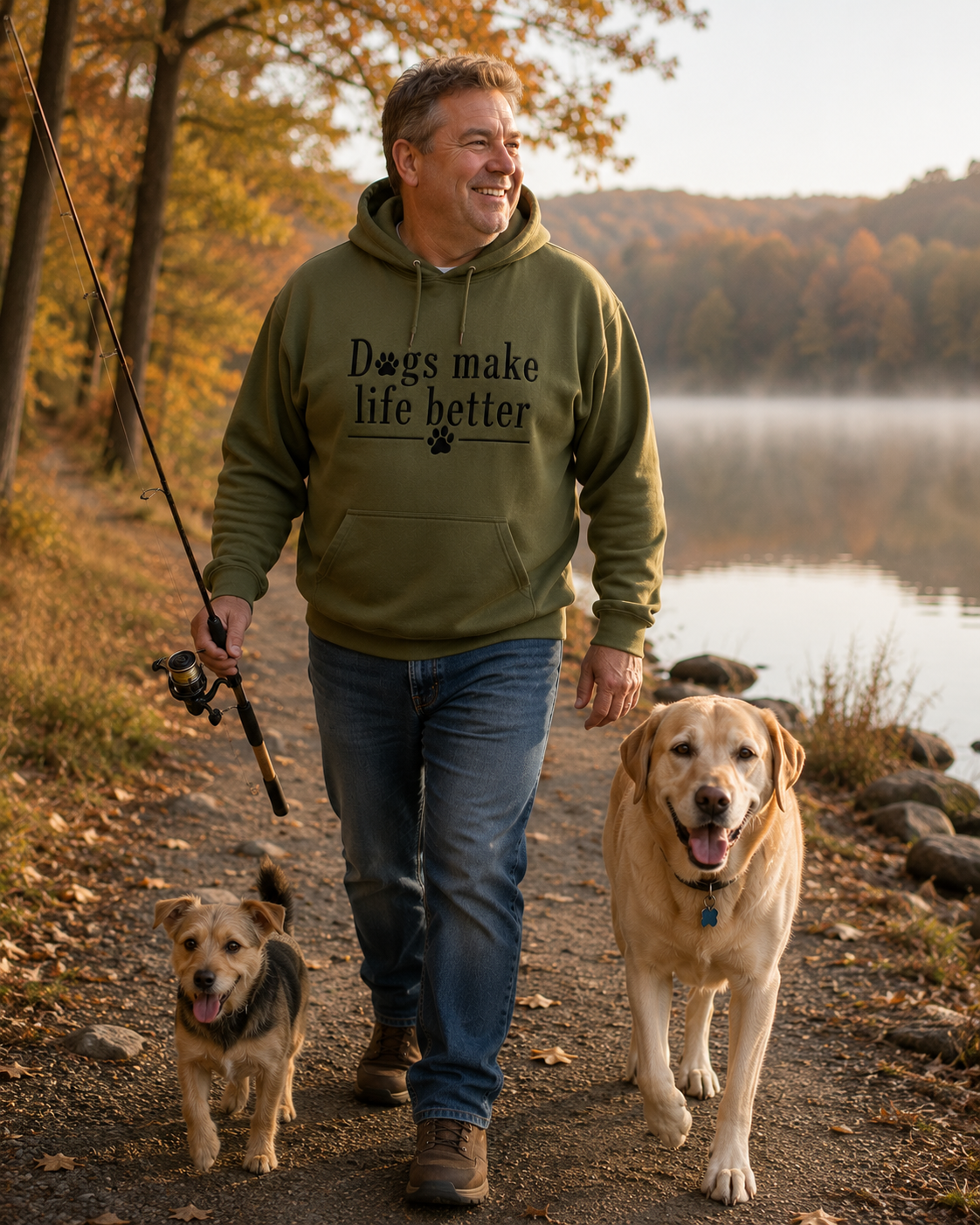 Dogs Make Life Better Embroidered Hoodie