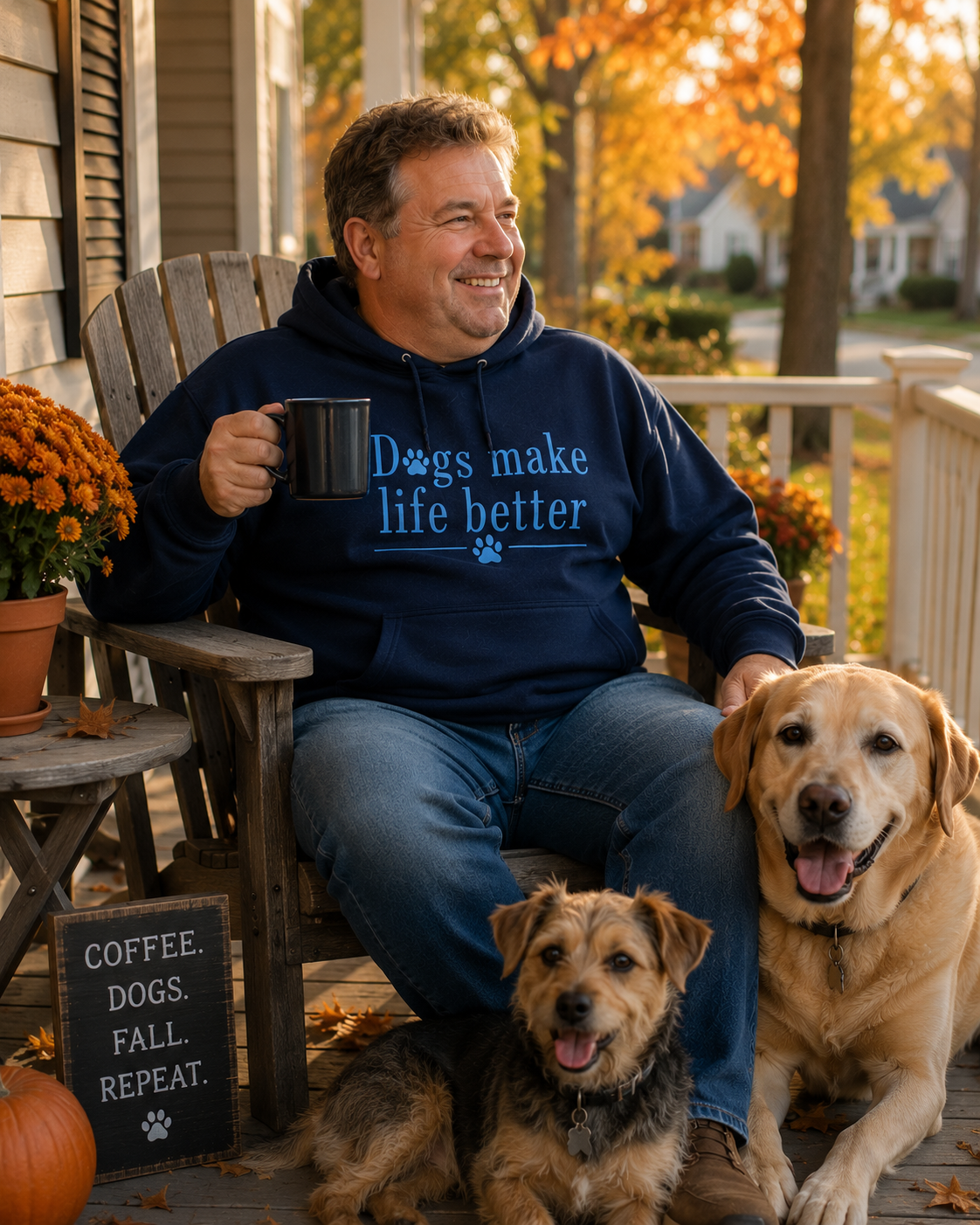 Dogs Make Life Better Embroidered Hoodie