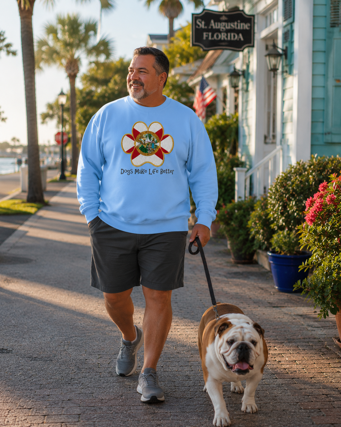 Florida State Paw Embroidered Crewneck Sweatshirt- Dogs Make Life Better