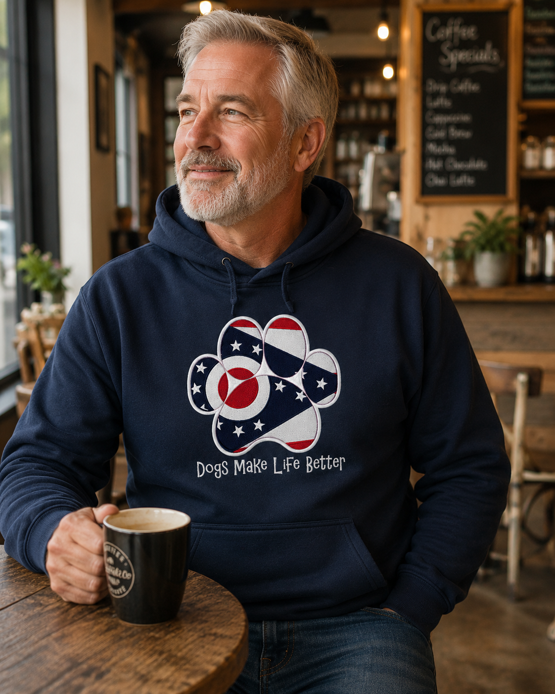 Ohio State Flag Paw Embroidered Hoodie Dogs Make Life Better