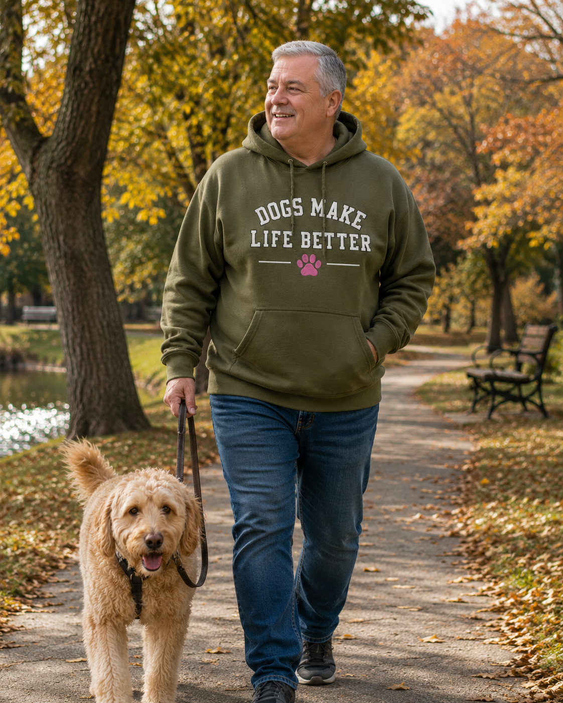 Dogs Make Life Better Applique Embroidered Hoodie , Dog Lover Sweatshirt ,Dog Mom Dog dad