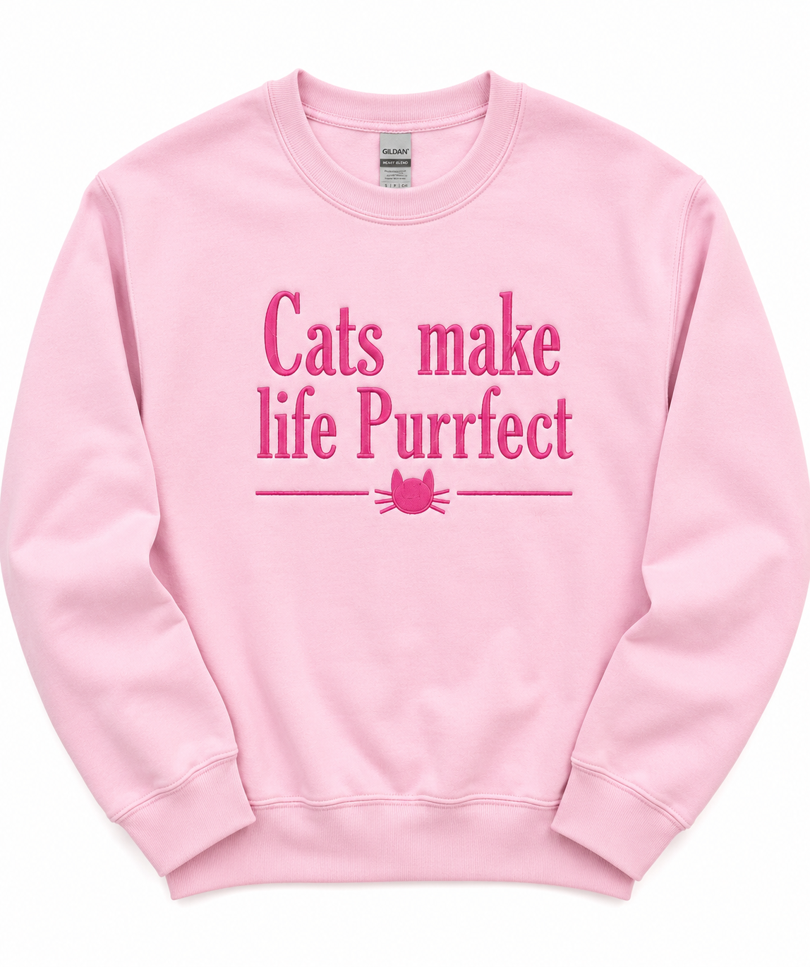 Cats Make Life Purrfect Embroidered crewneck Sweatshirt