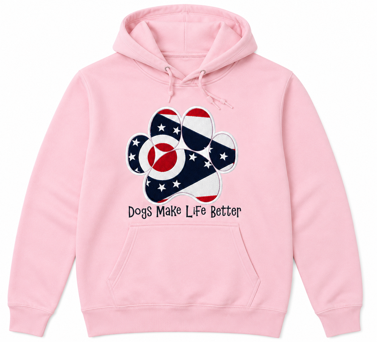 Ohio State Flag Paw Embroidered Hoodie Dogs Make Life Better