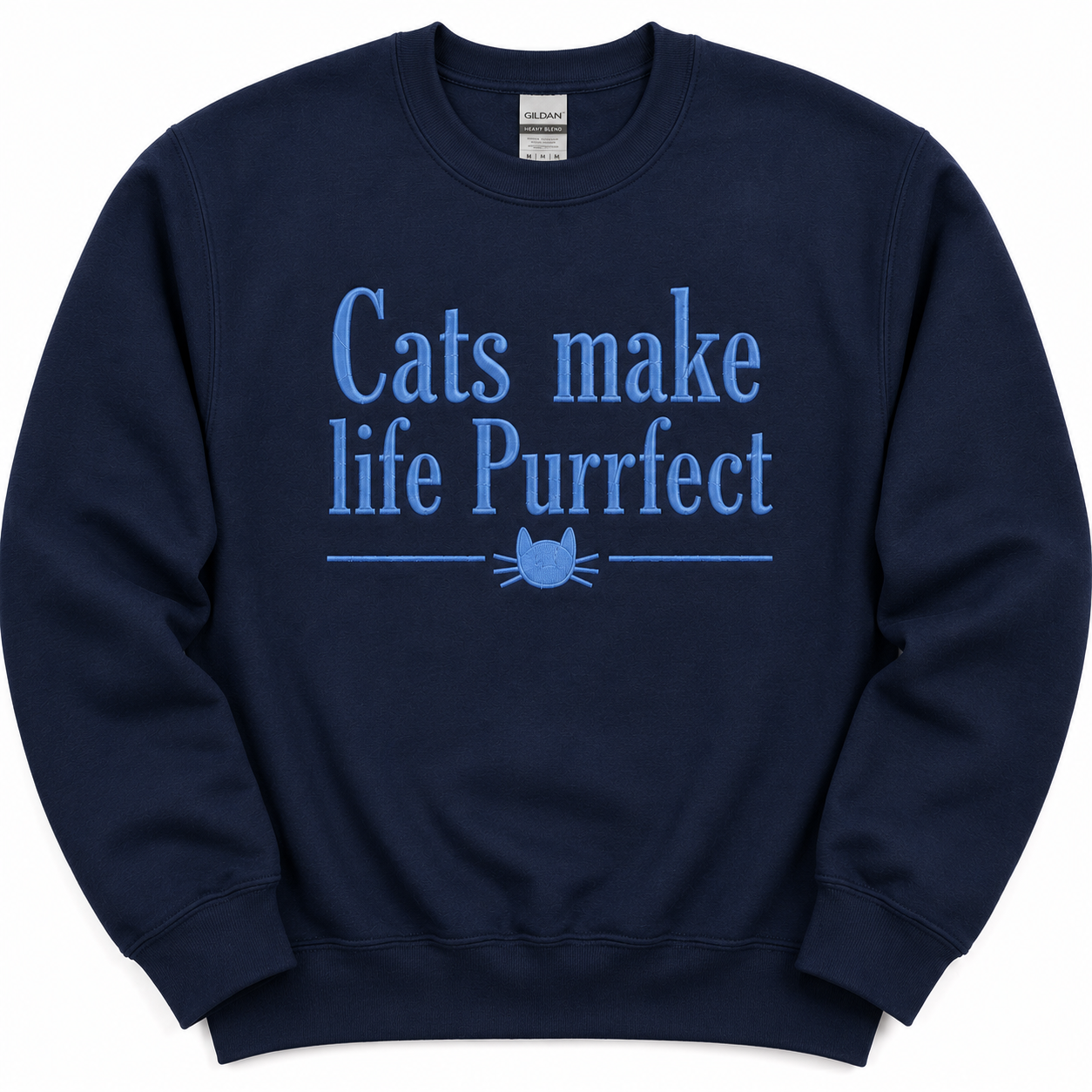 Cats Make Life Purrfect Embroidered crewneck Sweatshirt