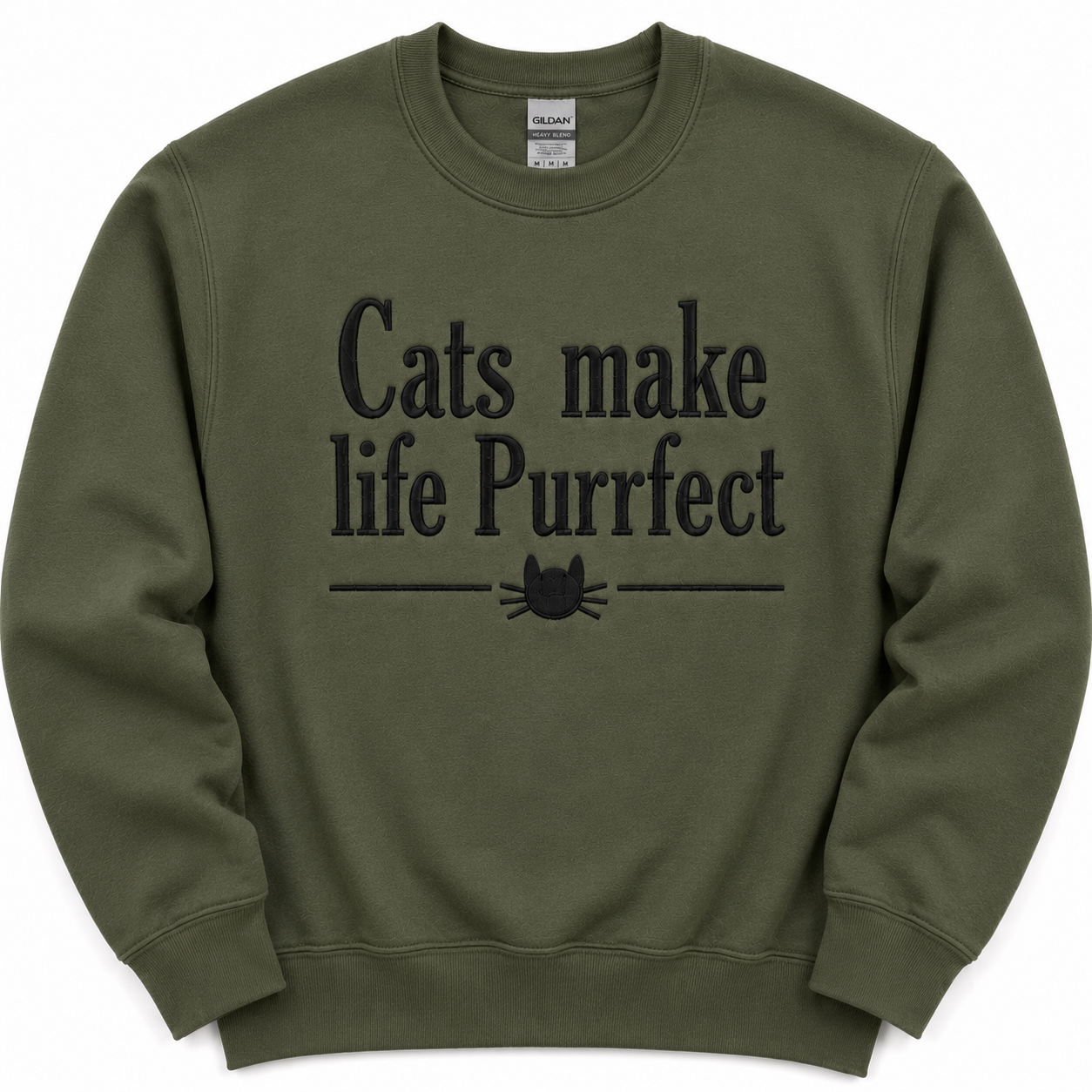 Cats Make Life Purrfect Embroidered crewneck Sweatshirt
