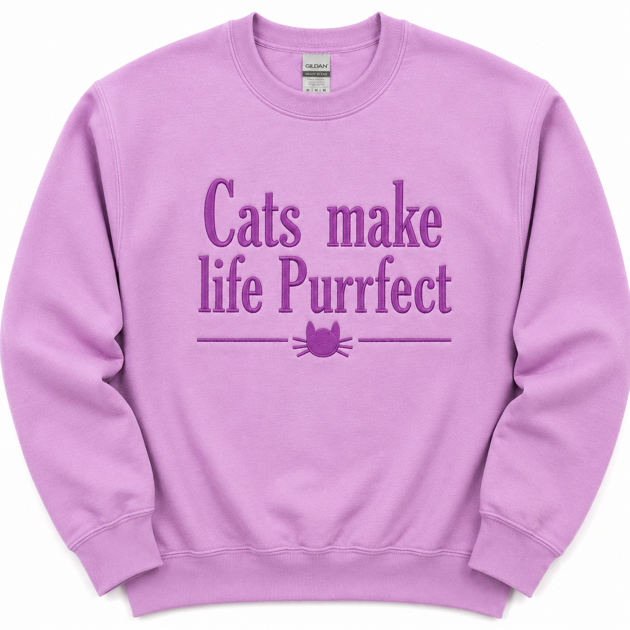 Cats Make Life Purrfect Embroidered crewneck Sweatshirt