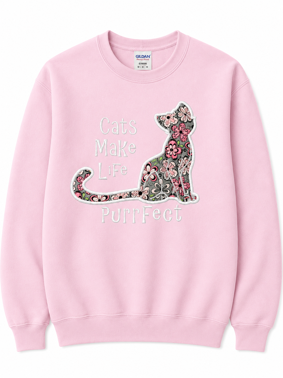 Cats Make Life Purrfect Embroidered crewneck Sweatshirts