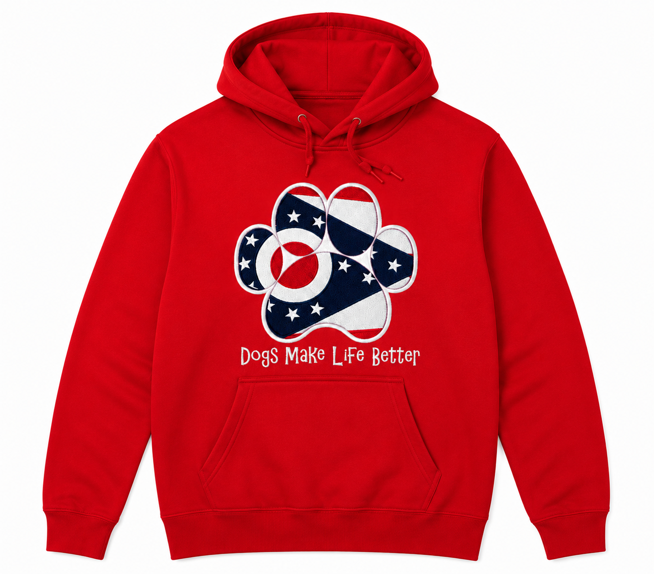 Ohio State Flag Paw Embroidered Hoodie Dogs Make Life Better