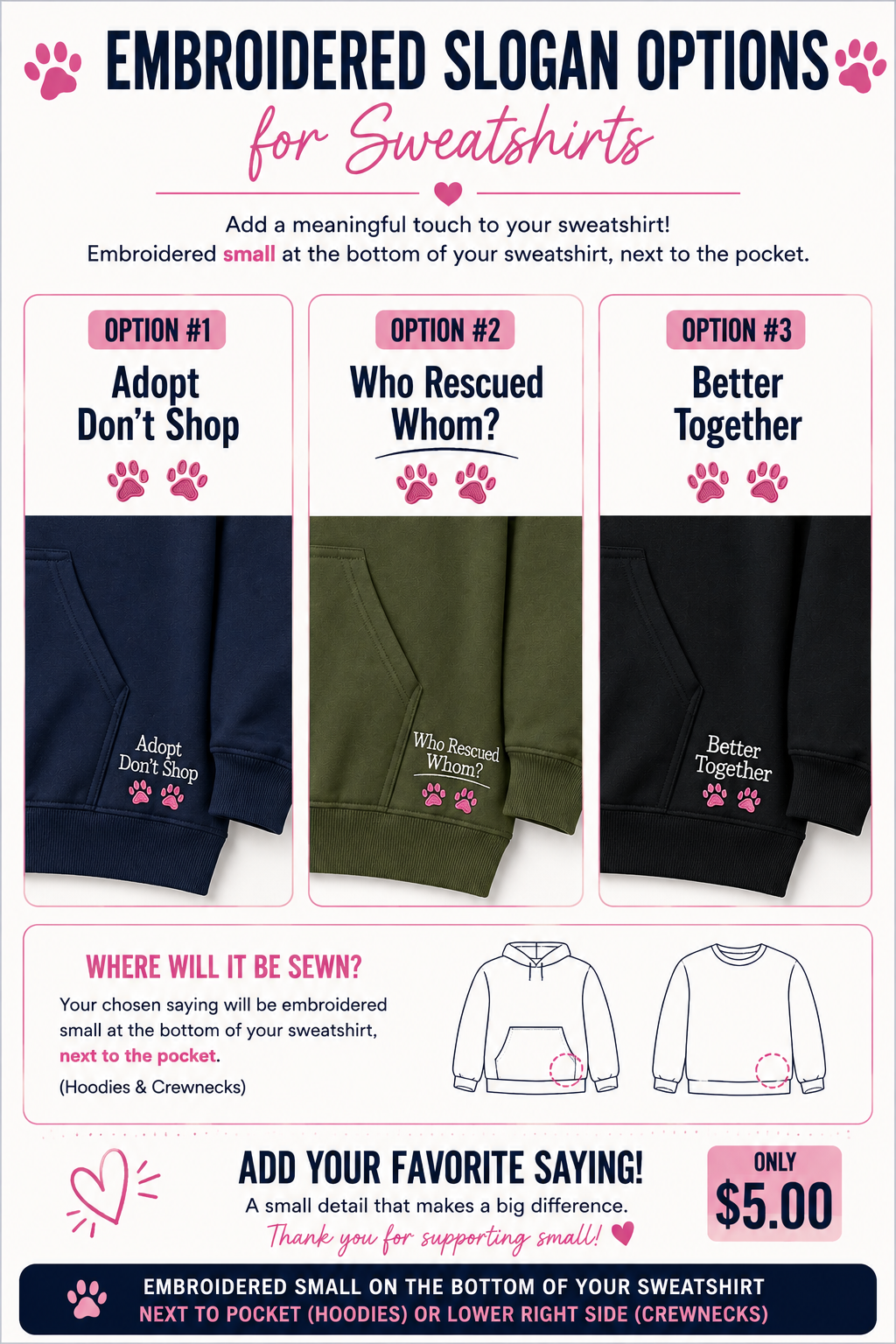 Cats Make Life Purrfect Embroidered Hoodie