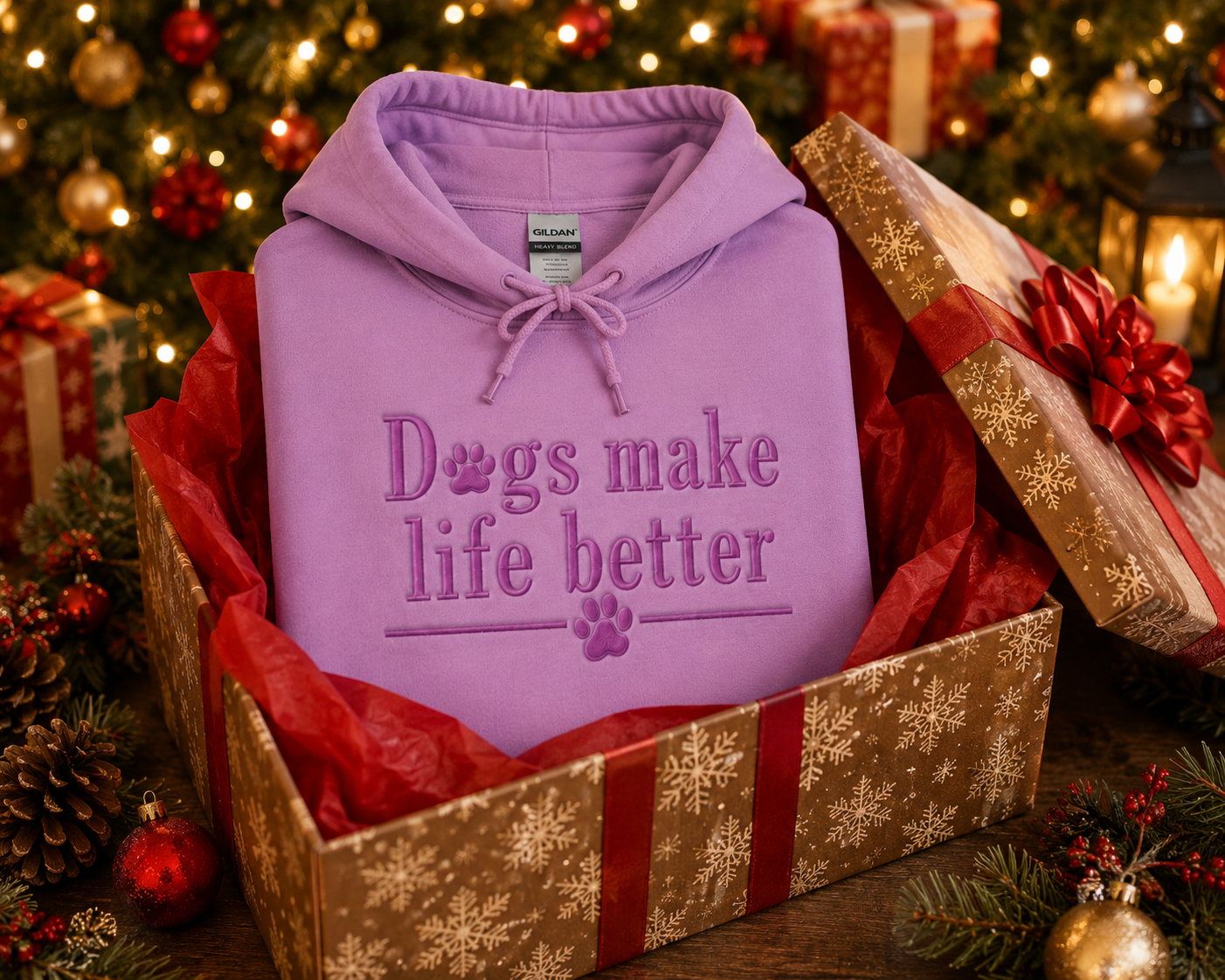 Dogs Make Life Better Embroidered Hoodie